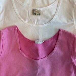 Stylish Women's Crop Top Set of 2 White and Pink. XS